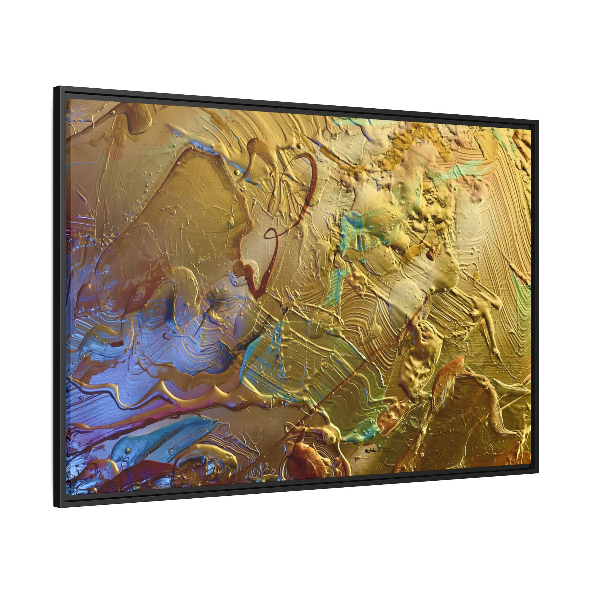 Framed Abstract Metallic Gold Canvas Print — Modern Textured Wall Art