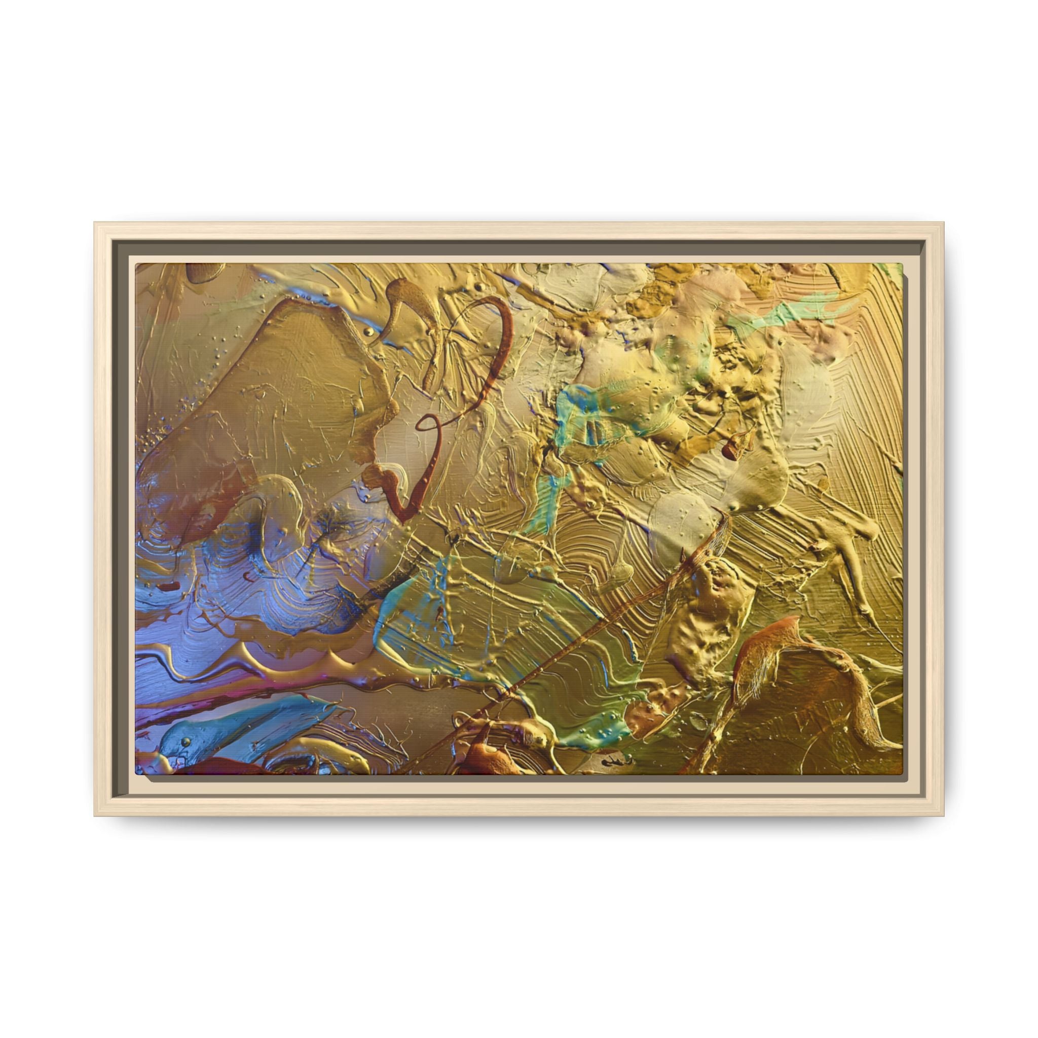 Framed Abstract Metallic Gold Canvas Print — Modern Textured Wall Art