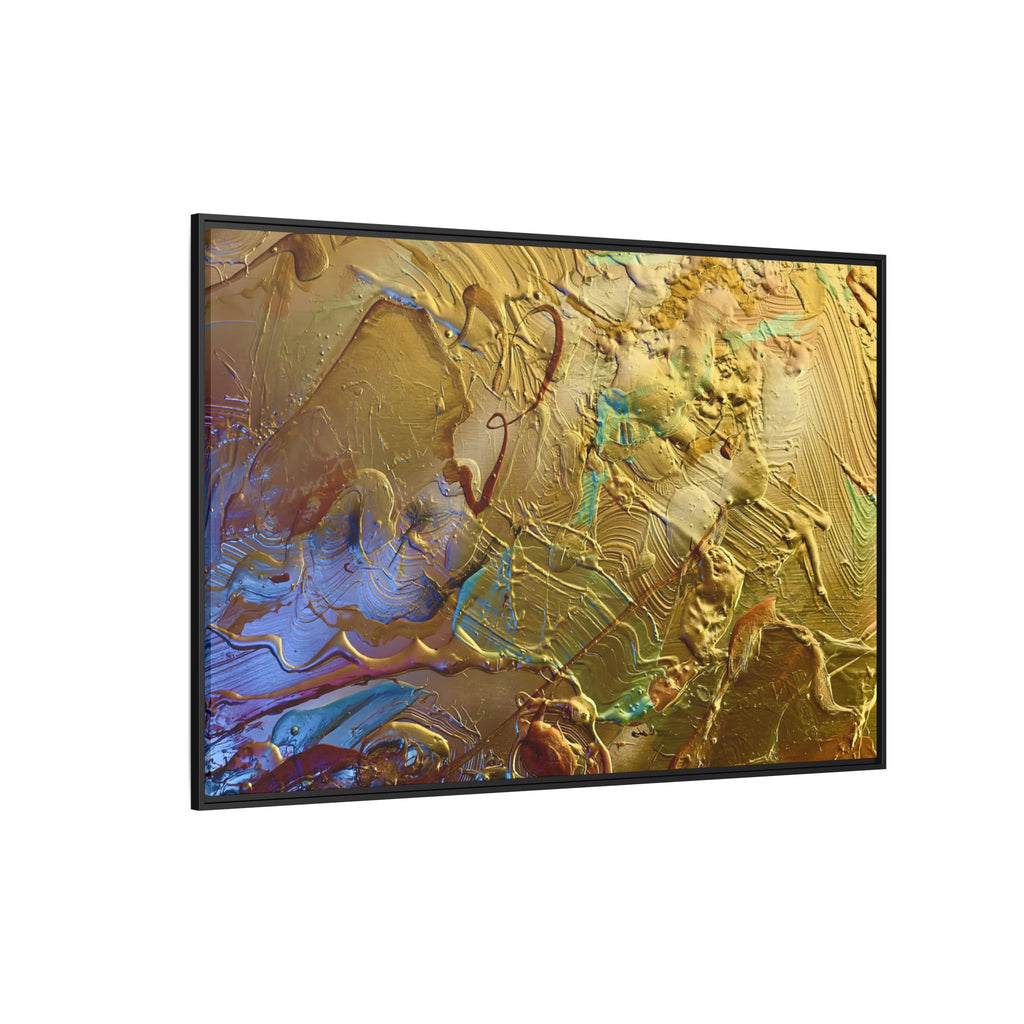 Framed Abstract Metallic Gold Canvas Print — Modern Textured Wall Art