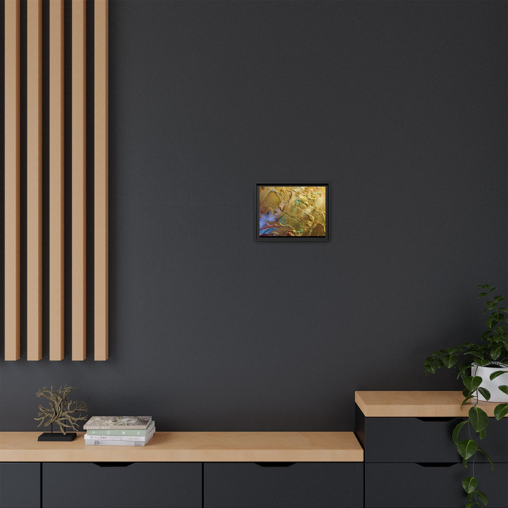 Framed Abstract Metallic Gold Canvas Print — Modern Textured Wall Art