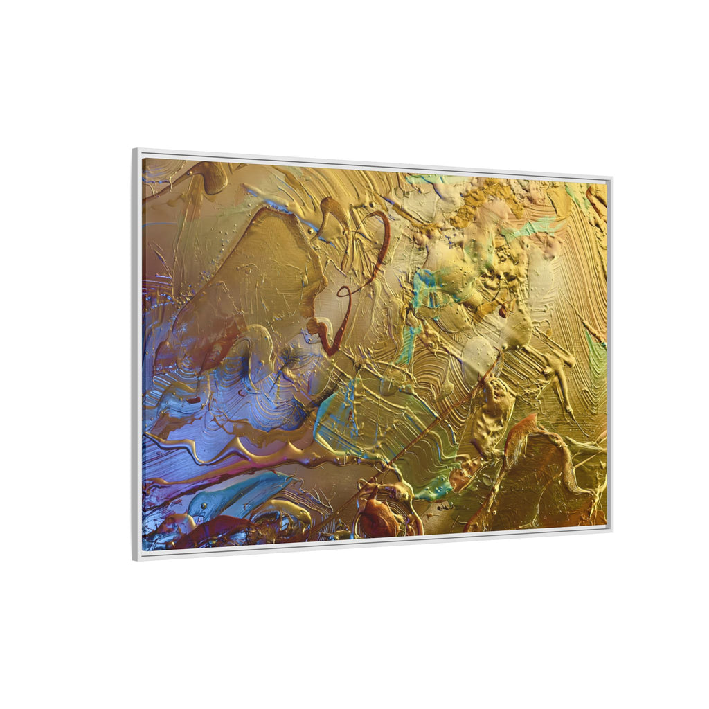 Framed Abstract Metallic Gold Canvas Print — Modern Textured Wall Art