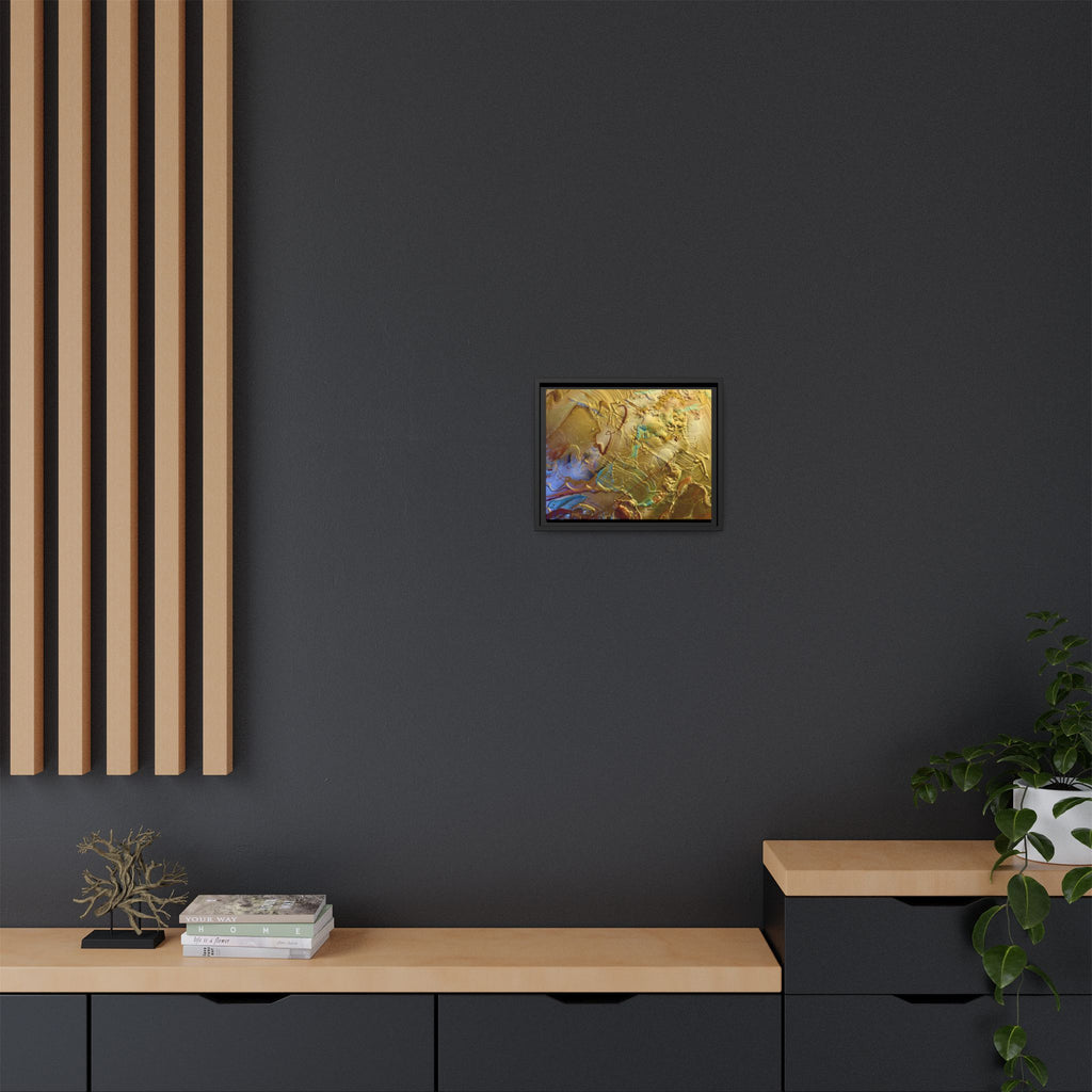 Framed Abstract Metallic Gold Canvas Print — Modern Textured Wall Art