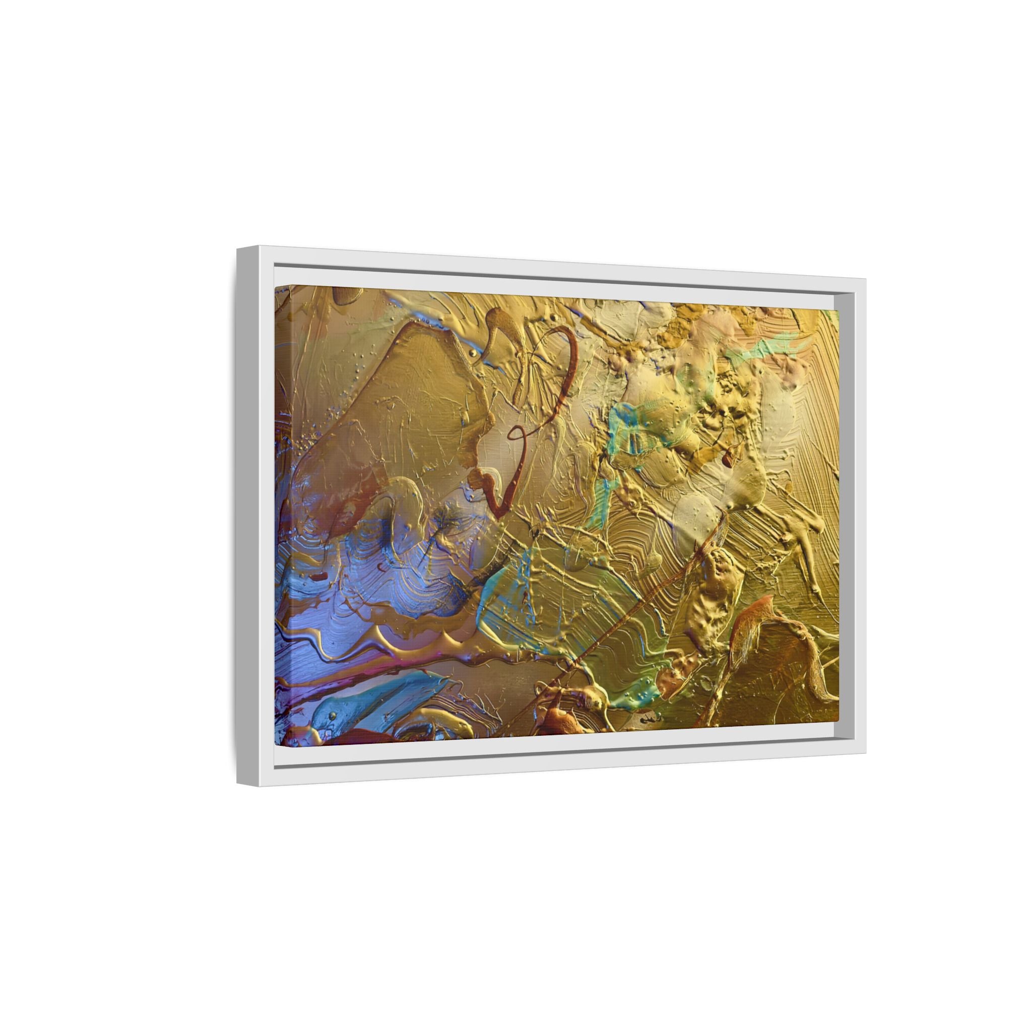Framed Abstract Metallic Gold Canvas Print — Modern Textured Wall Art