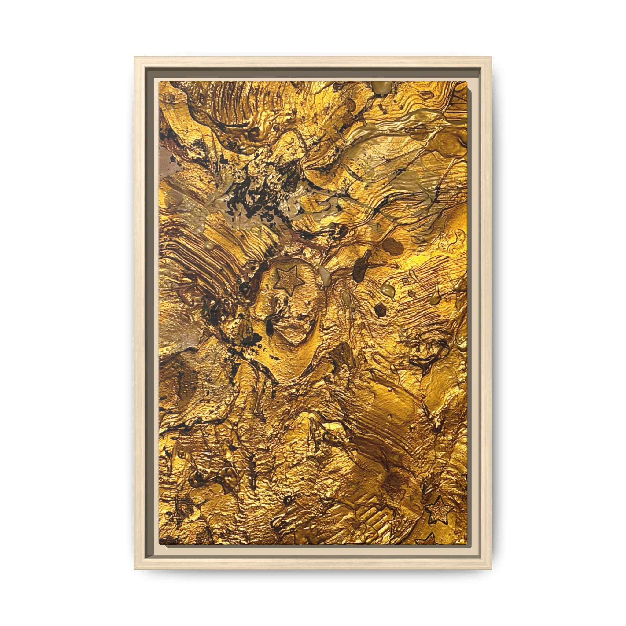 Framed Abstract Gold Marbled Canvas Art – Luxe Wall Decor
