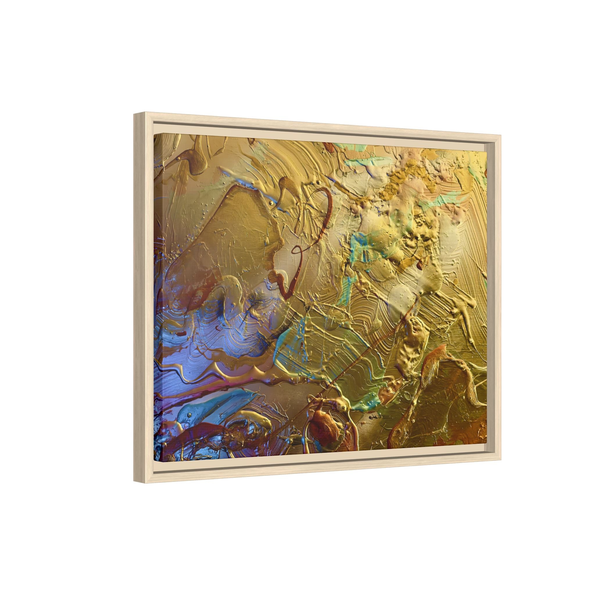 Framed Abstract Metallic Gold Canvas Print — Modern Textured Wall Art