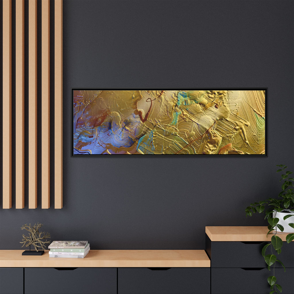 Framed Abstract Metallic Gold Canvas Print — Modern Textured Wall Art
