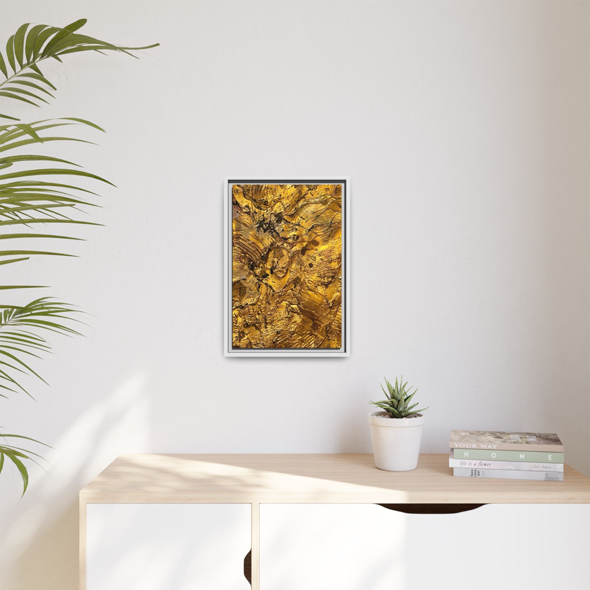 Framed Abstract Gold Marbled Canvas Art – Luxe Wall Decor