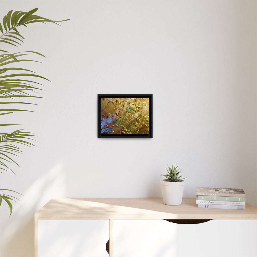 Framed Abstract Metallic Gold Canvas Print — Modern Textured Wall Art