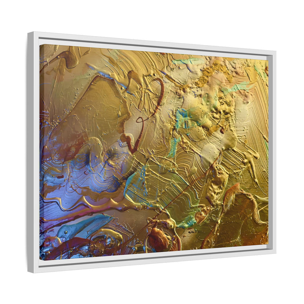 Framed Abstract Metallic Gold Canvas Print — Modern Textured Wall Art