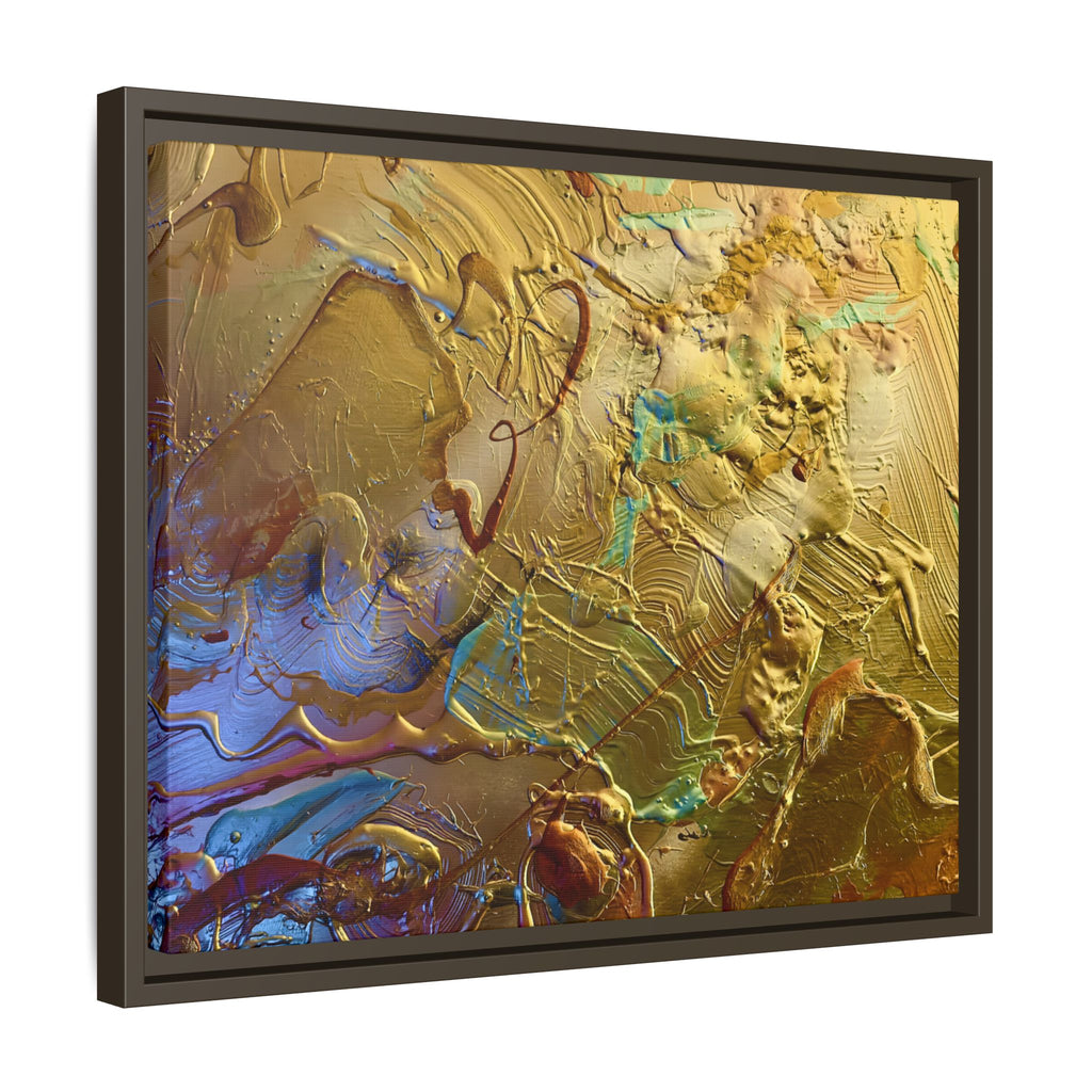 Framed Abstract Metallic Gold Canvas Print — Modern Textured Wall Art
