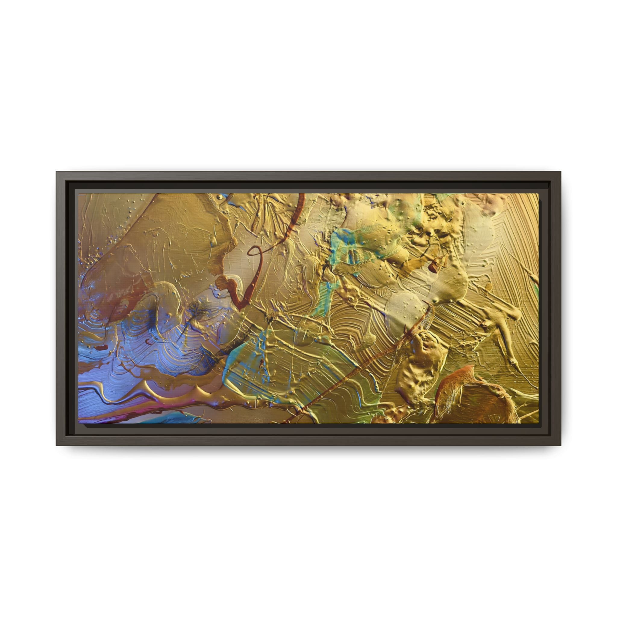 Framed Abstract Metallic Gold Canvas Print — Modern Textured Wall Art