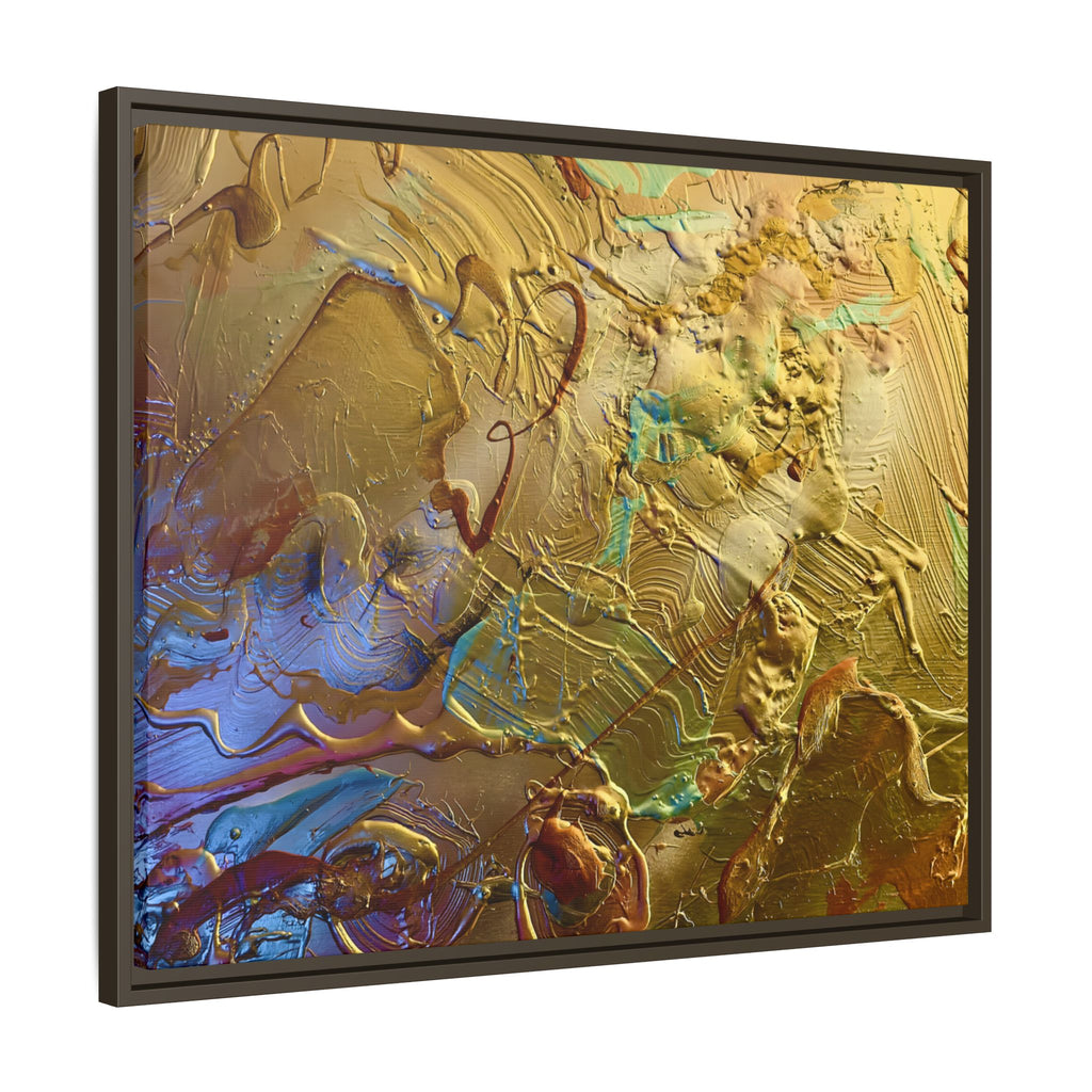 Framed Abstract Metallic Gold Canvas Print — Modern Textured Wall Art