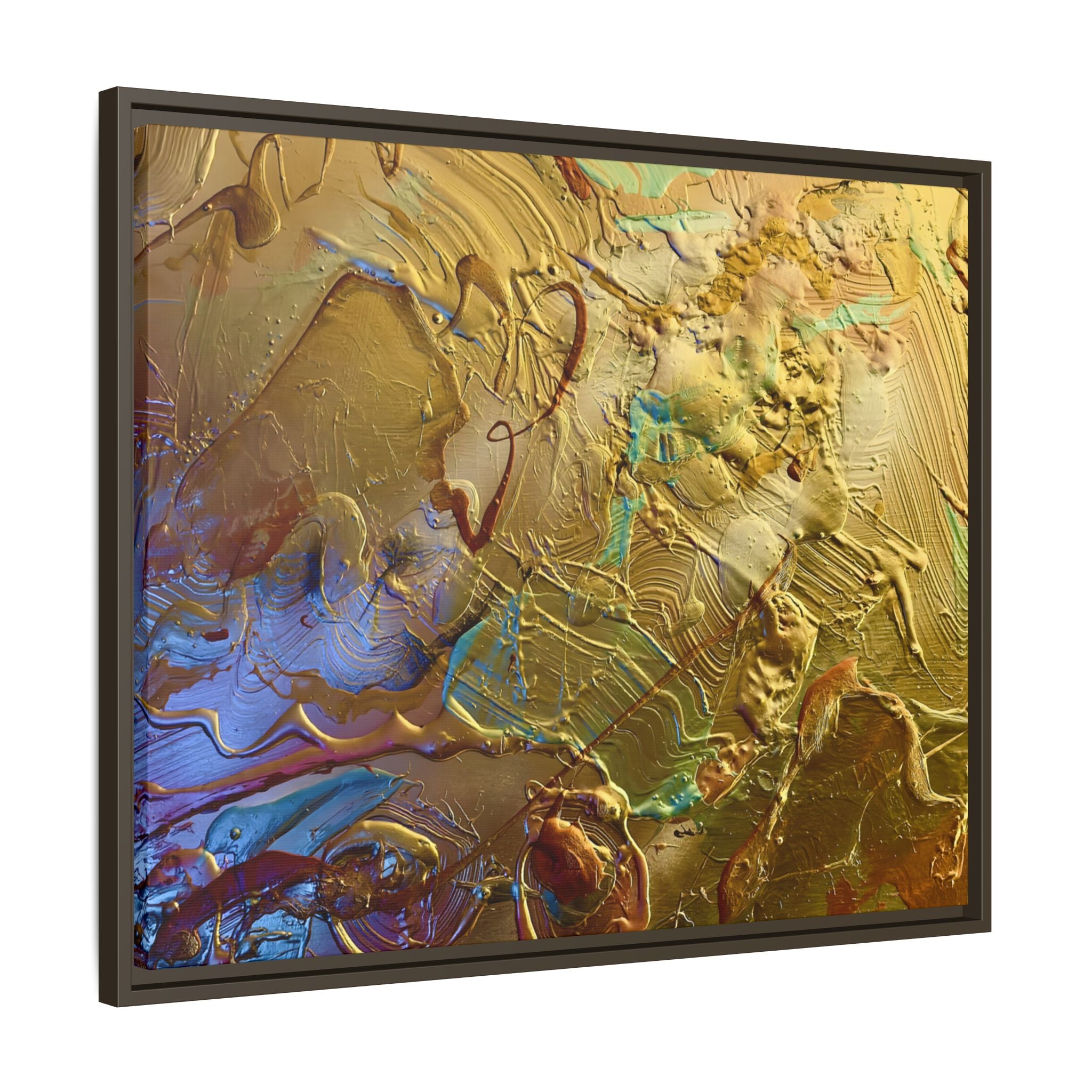 Framed Abstract Metallic Gold Canvas Print — Modern Textured Wall Art