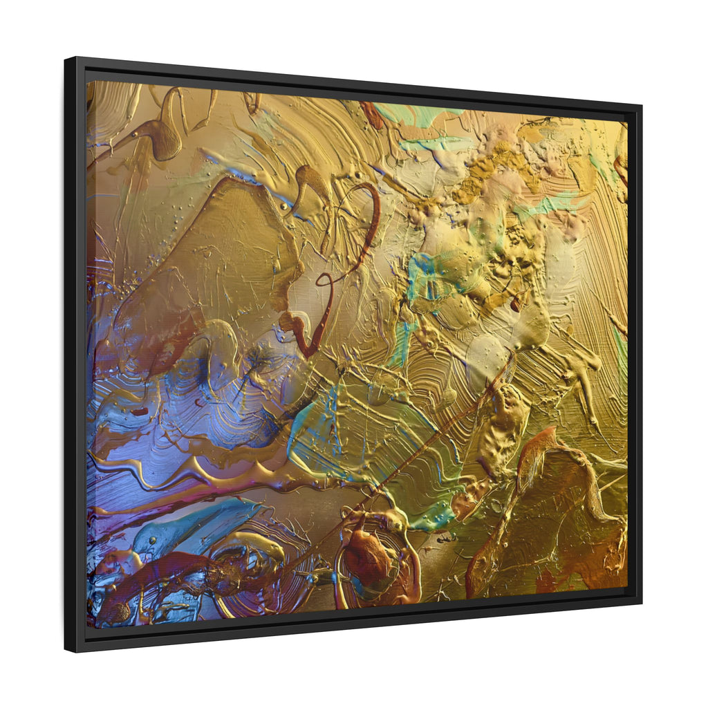 Framed Abstract Metallic Gold Canvas Print — Modern Textured Wall Art