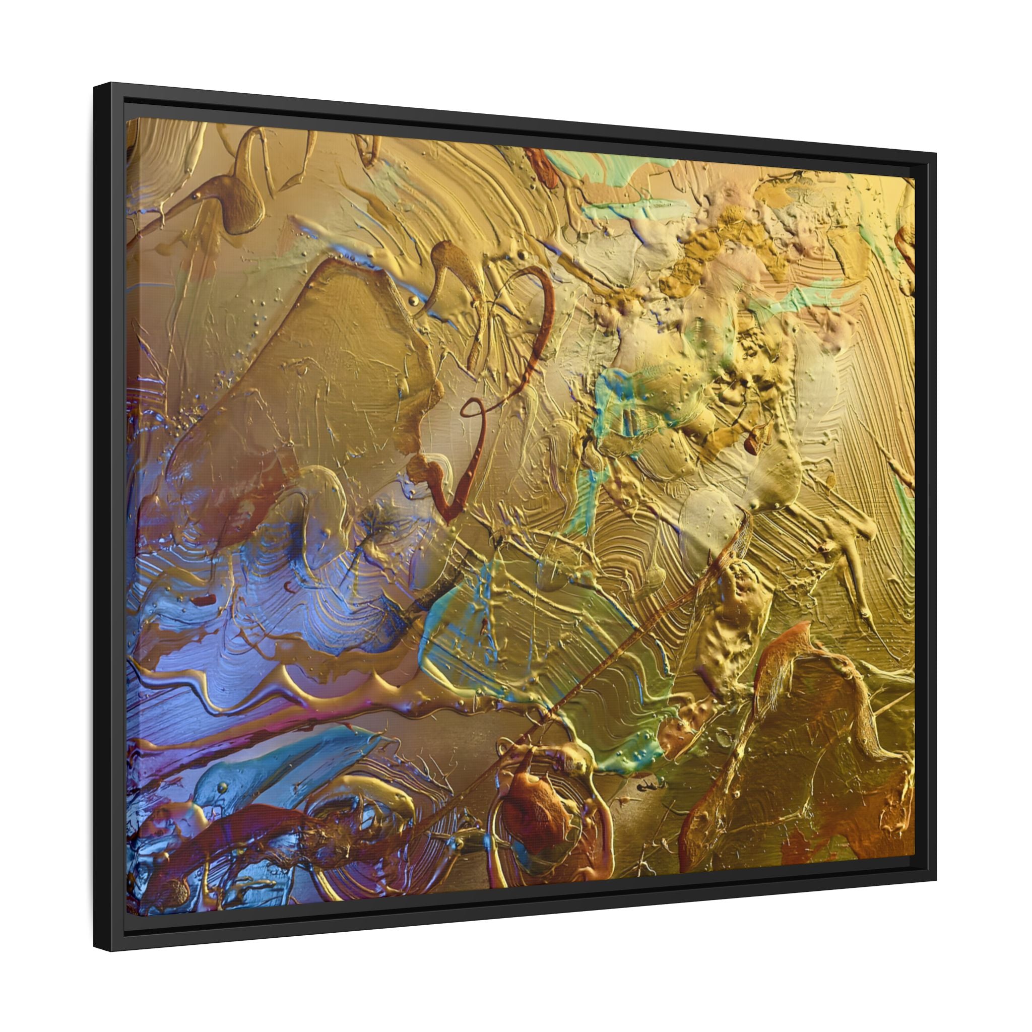 Framed Abstract Metallic Gold Canvas Print — Modern Textured Wall Art
