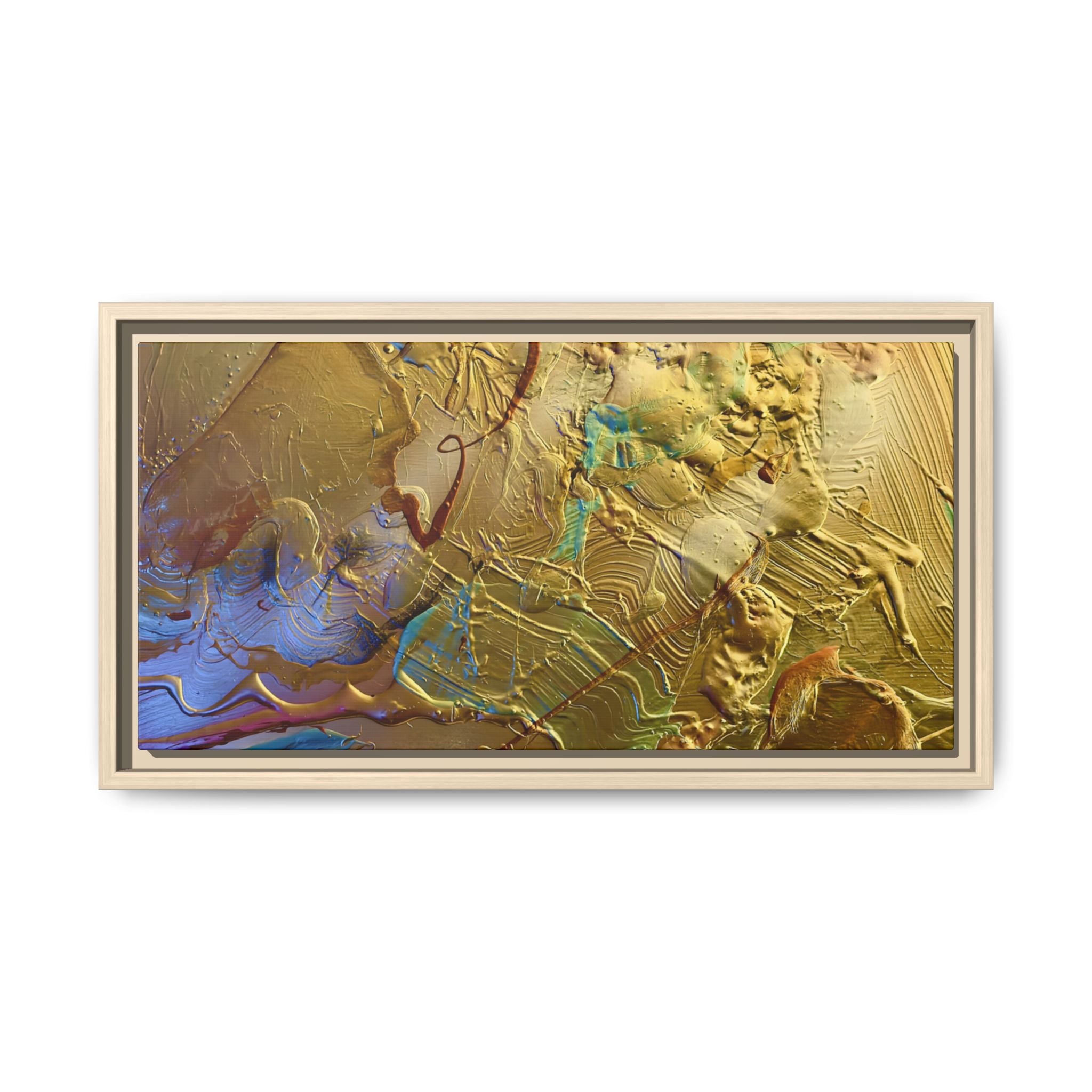 Framed Abstract Metallic Gold Canvas Print — Modern Textured Wall Art