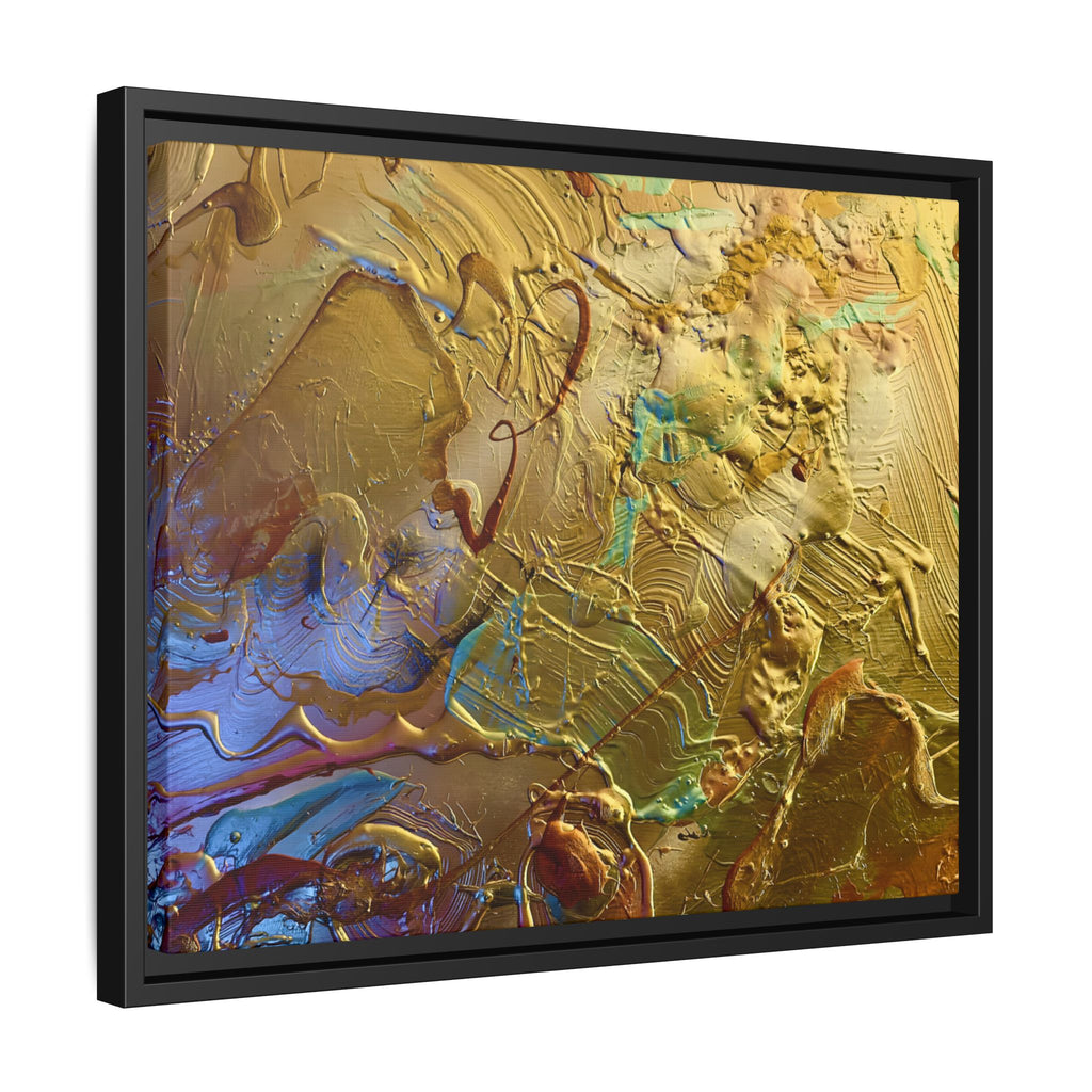 Framed Abstract Metallic Gold Canvas Print — Modern Textured Wall Art