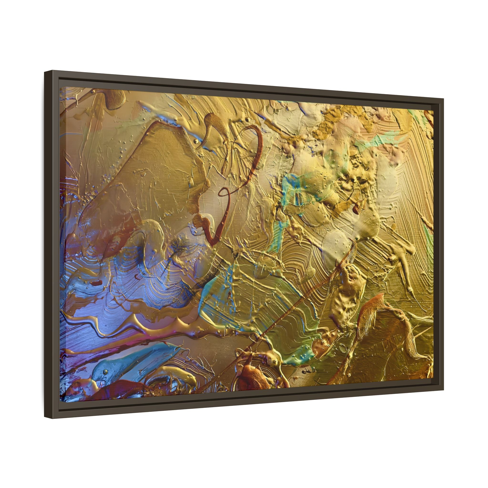 Framed Abstract Metallic Gold Canvas Print — Modern Textured Wall Art