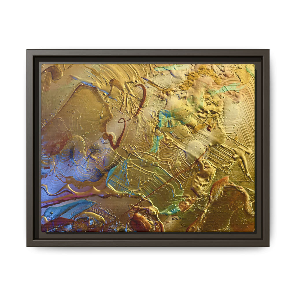 Framed Abstract Metallic Gold Canvas Print — Modern Textured Wall Art