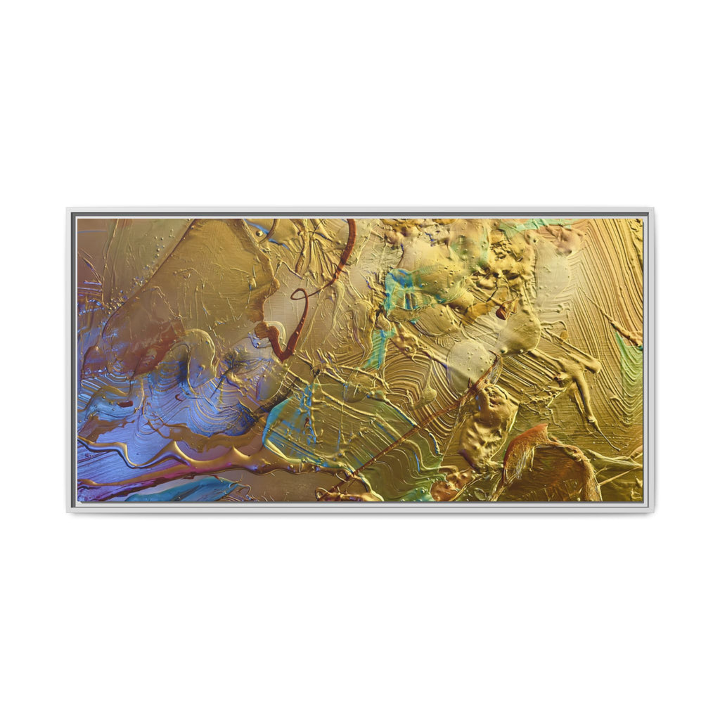 Framed Abstract Metallic Gold Canvas Print — Modern Textured Wall Art