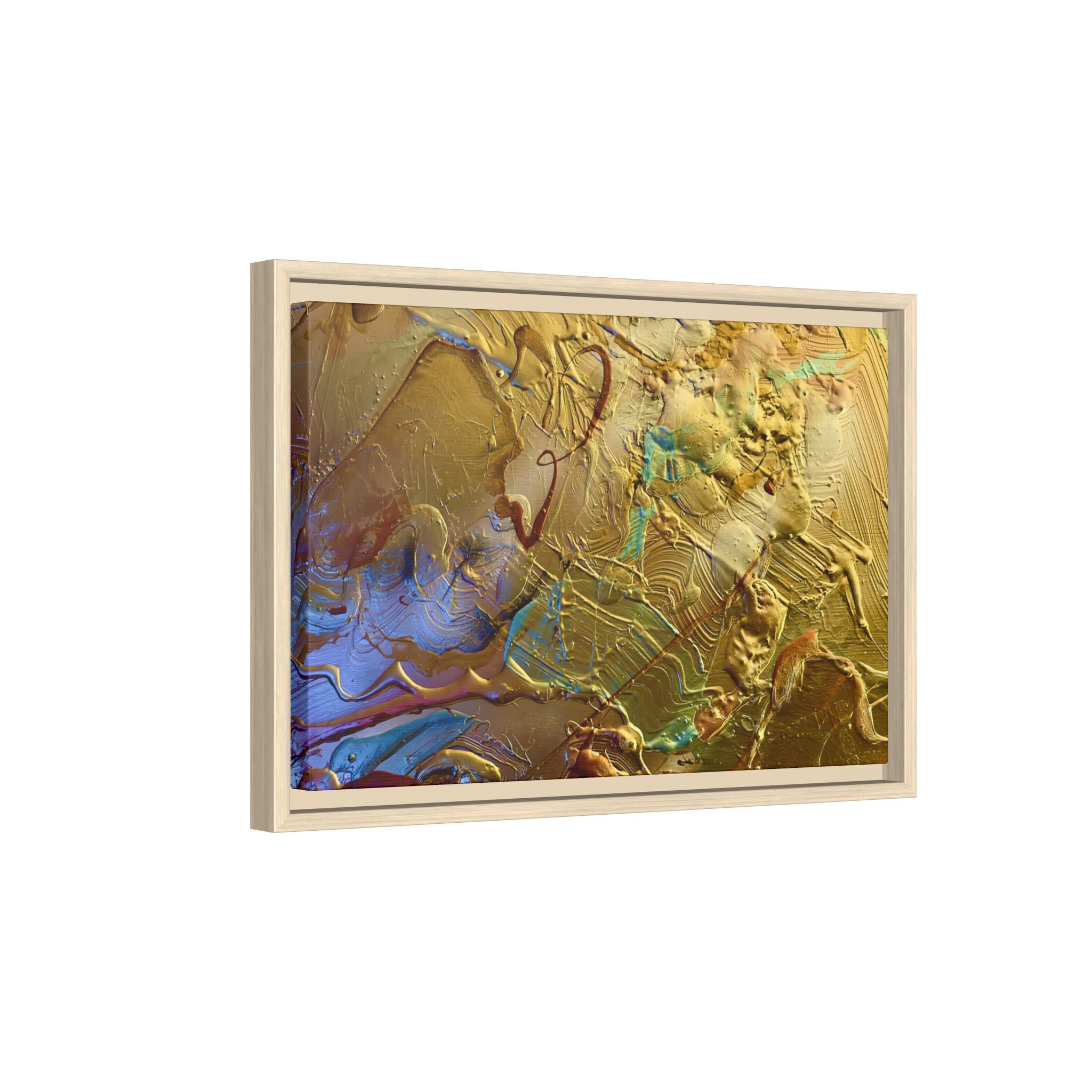 Framed Abstract Metallic Gold Canvas Print — Modern Textured Wall Art