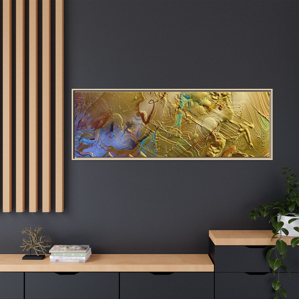 Framed Abstract Metallic Gold Canvas Print — Modern Textured Wall Art