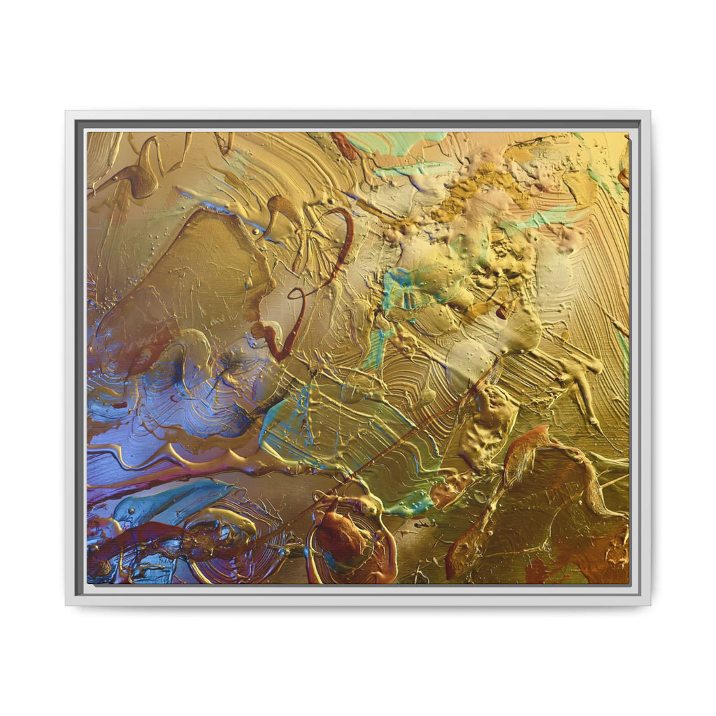 Framed Abstract Metallic Gold Canvas Print — Modern Textured Wall Art