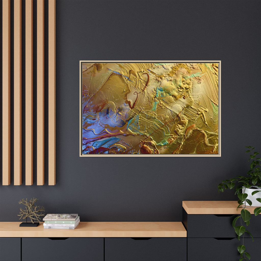 Framed Abstract Metallic Gold Canvas Print — Modern Textured Wall Art
