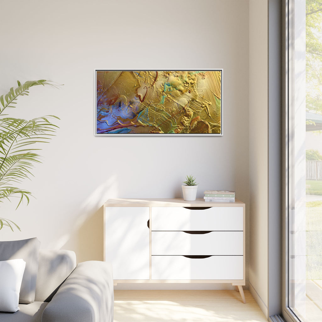 Framed Abstract Metallic Gold Canvas Print — Modern Textured Wall Art