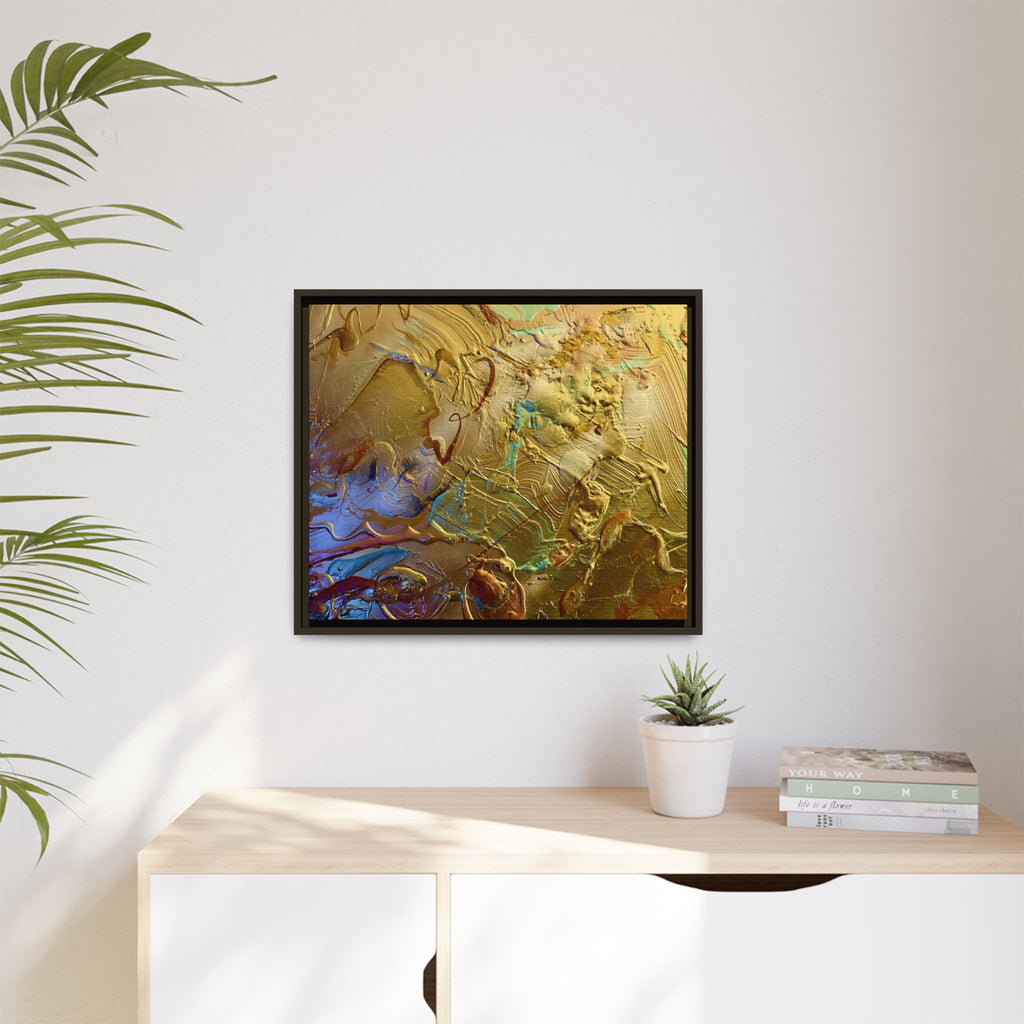 Framed Abstract Metallic Gold Canvas Print — Modern Textured Wall Art