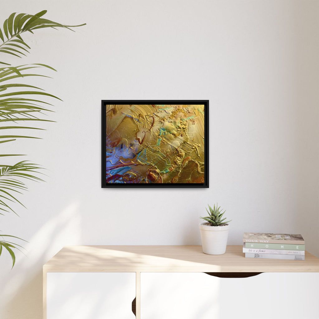 Framed Abstract Metallic Gold Canvas Print — Modern Textured Wall Art