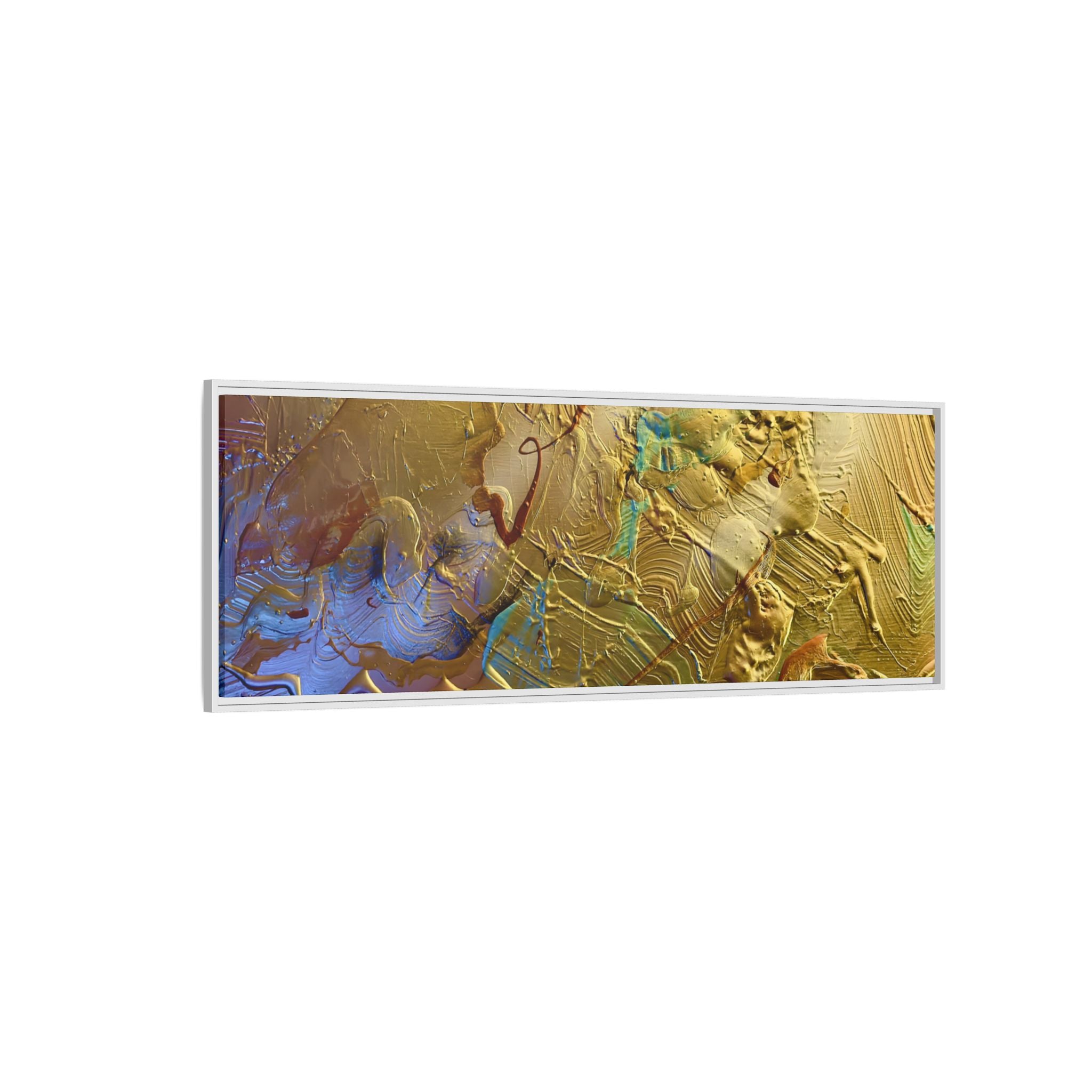 Framed Abstract Metallic Gold Canvas Print — Modern Textured Wall Art
