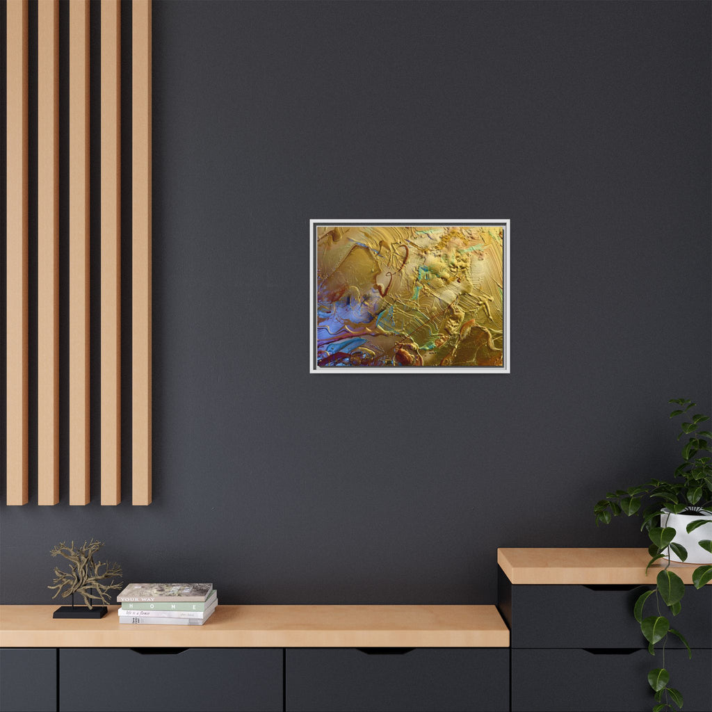 Framed Abstract Metallic Gold Canvas Print — Modern Textured Wall Art
