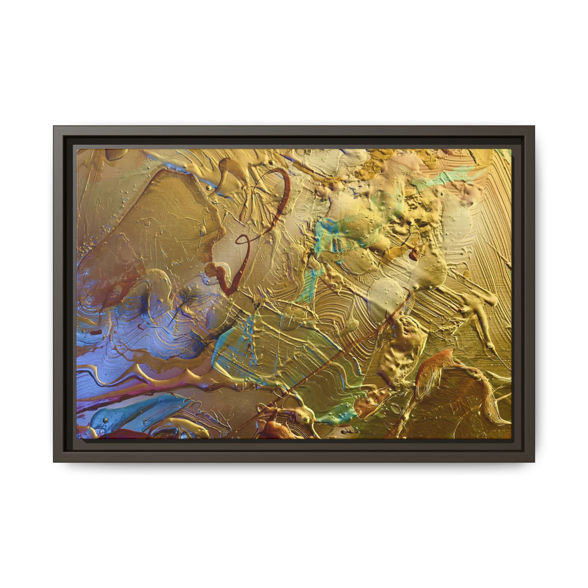 Framed Abstract Metallic Gold Canvas Print — Modern Textured Wall Art