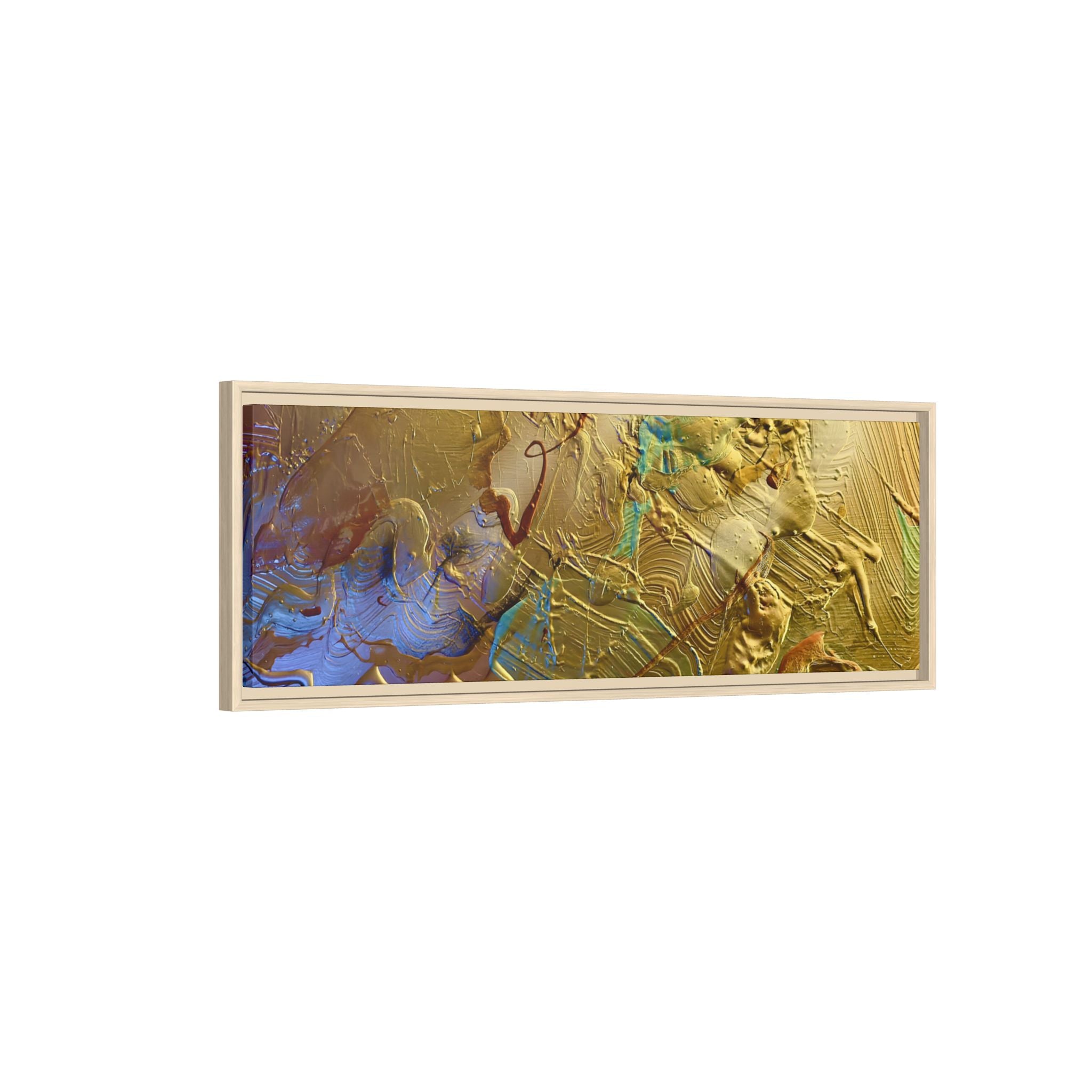 Framed Abstract Metallic Gold Canvas Print — Modern Textured Wall Art