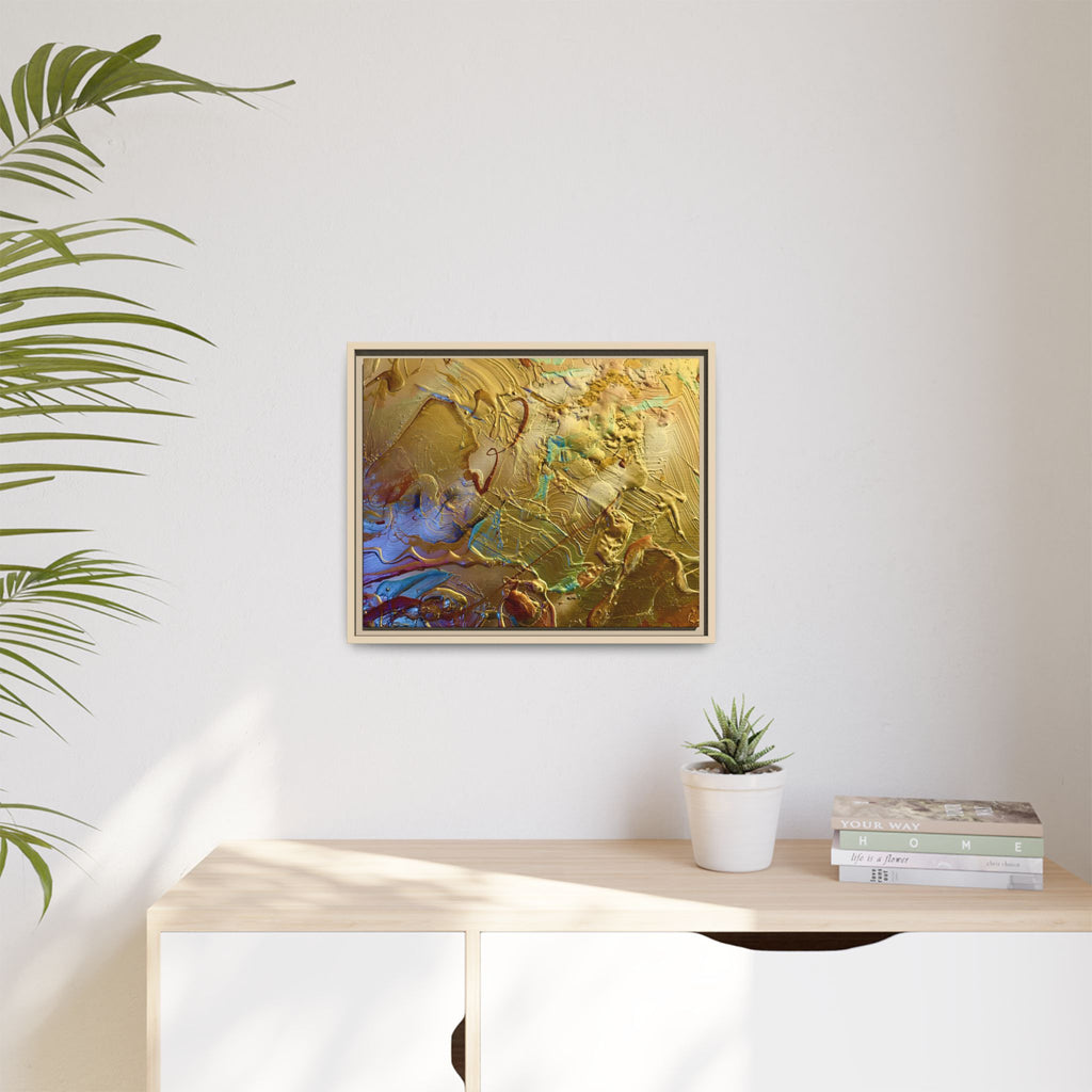 Framed Abstract Metallic Gold Canvas Print — Modern Textured Wall Art