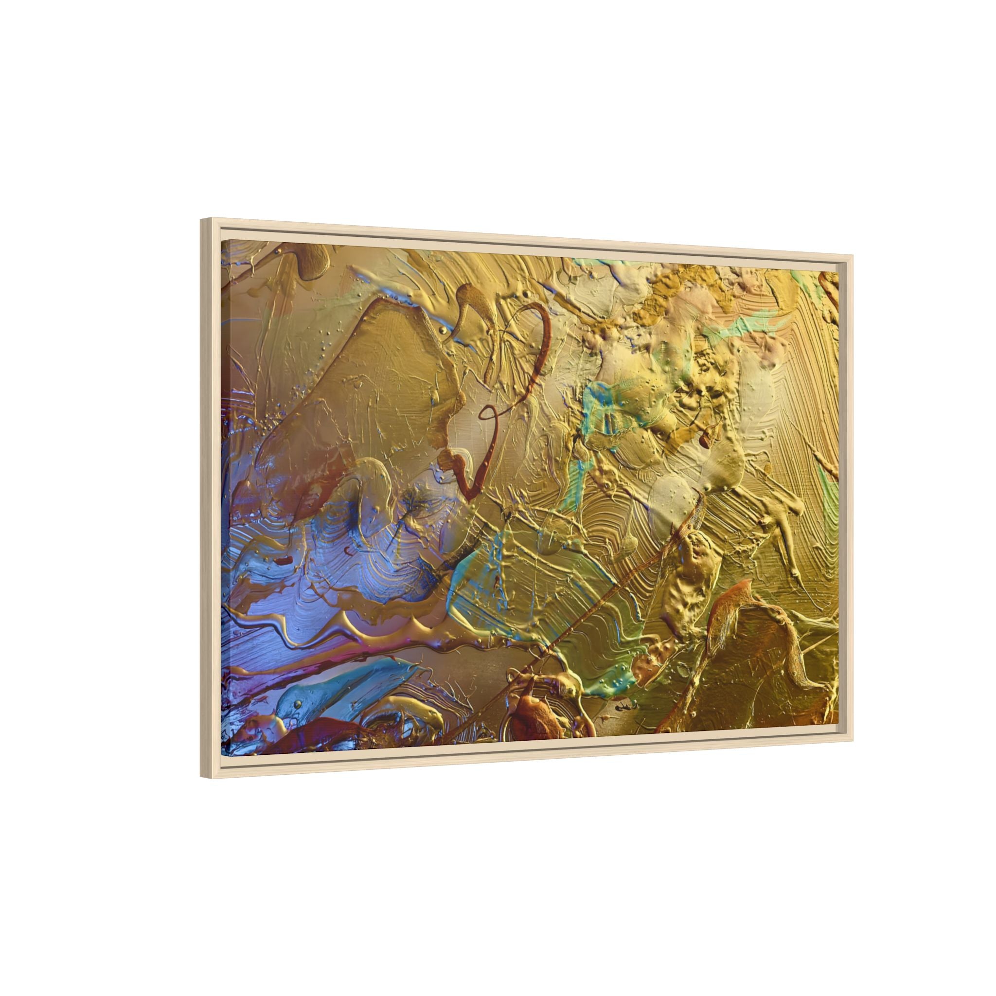 Framed Abstract Metallic Gold Canvas Print — Modern Textured Wall Art