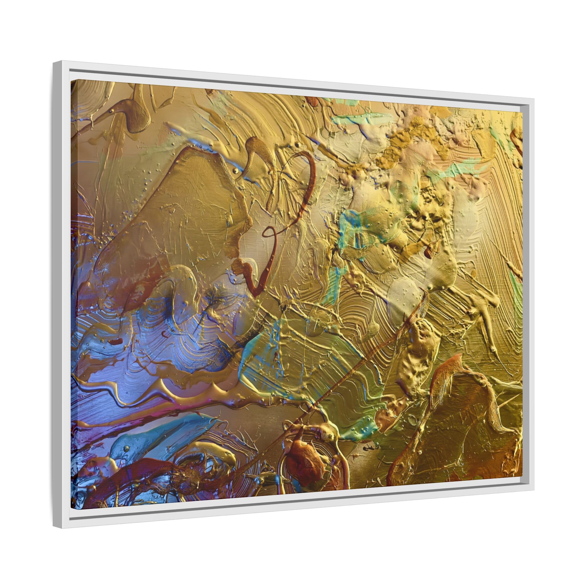 Framed Abstract Metallic Gold Canvas Print — Modern Textured Wall Art