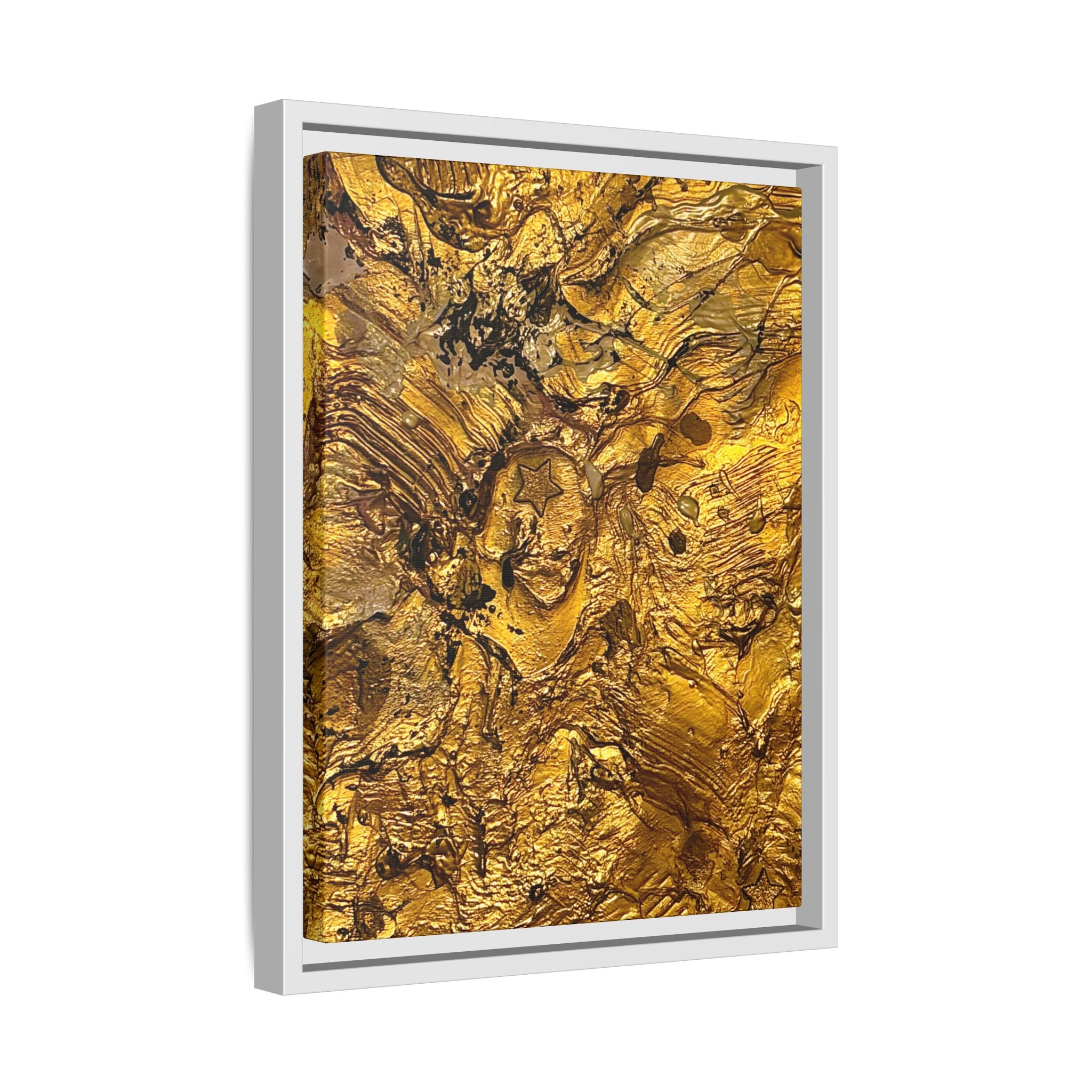 Framed Abstract Gold Marbled Canvas Art – Luxe Wall Decor