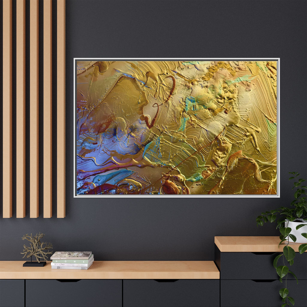 Framed Abstract Metallic Gold Canvas Print — Modern Textured Wall Art