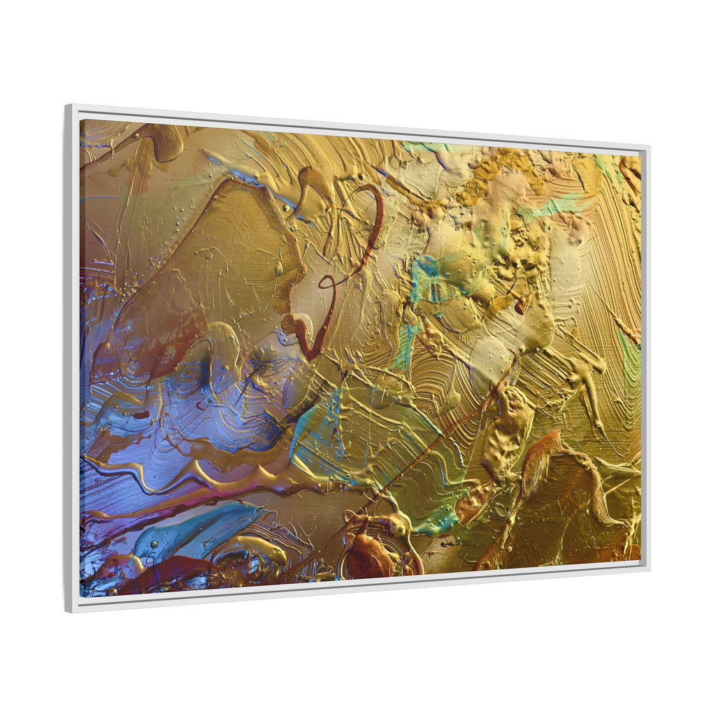 Framed Abstract Metallic Gold Canvas Print — Modern Textured Wall Art
