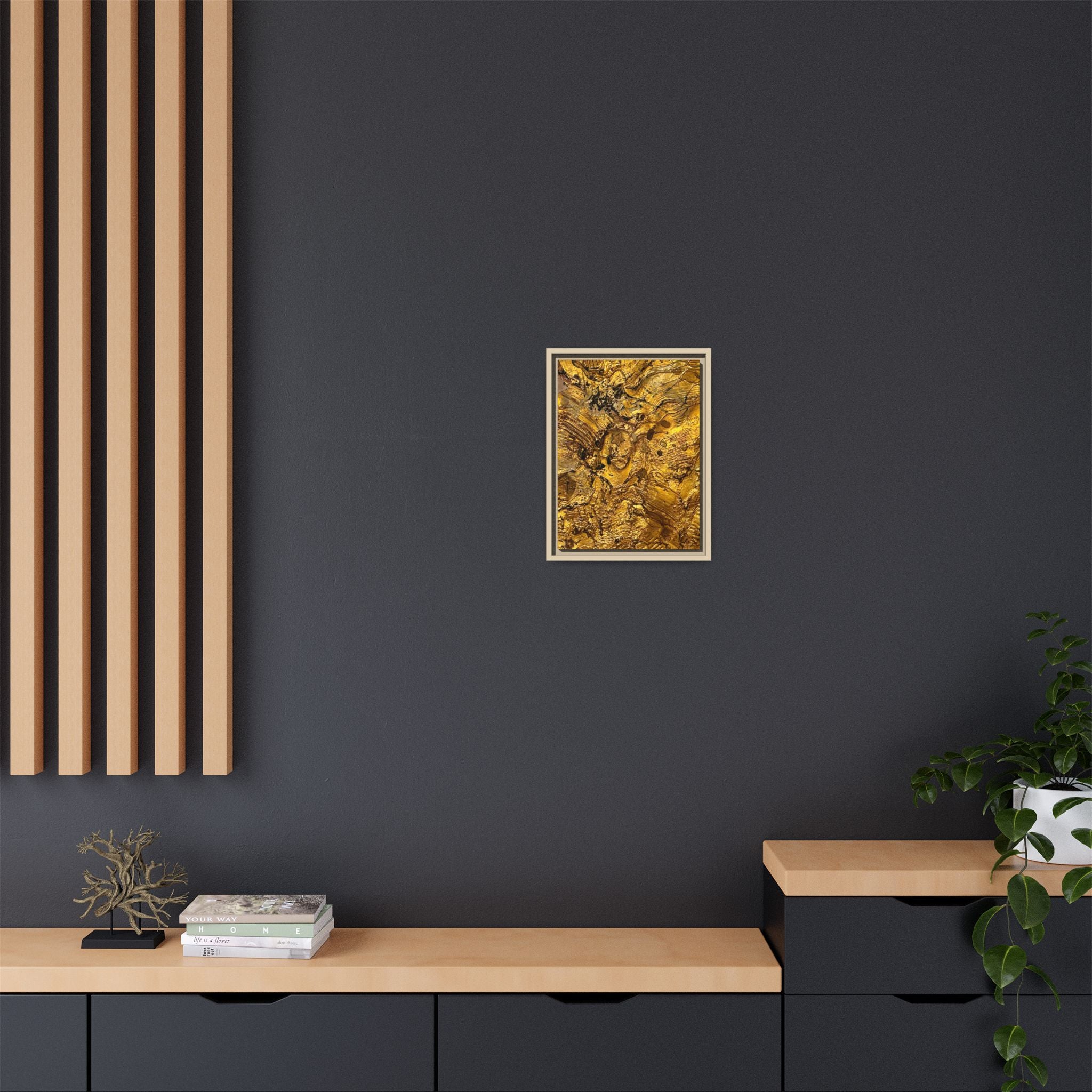 Framed Abstract Gold Marbled Canvas Art – Luxe Wall Decor
