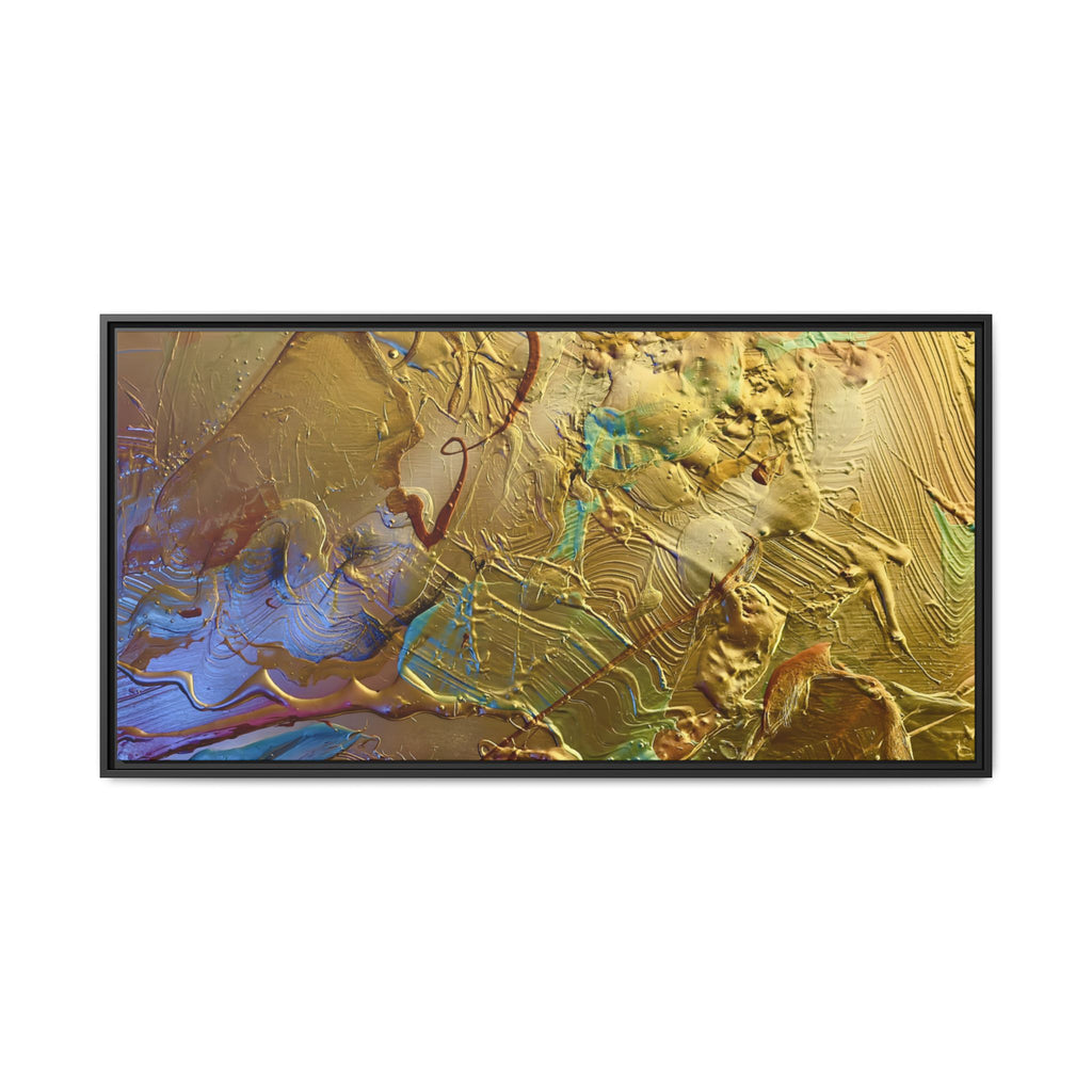 Framed Abstract Metallic Gold Canvas Print — Modern Textured Wall Art