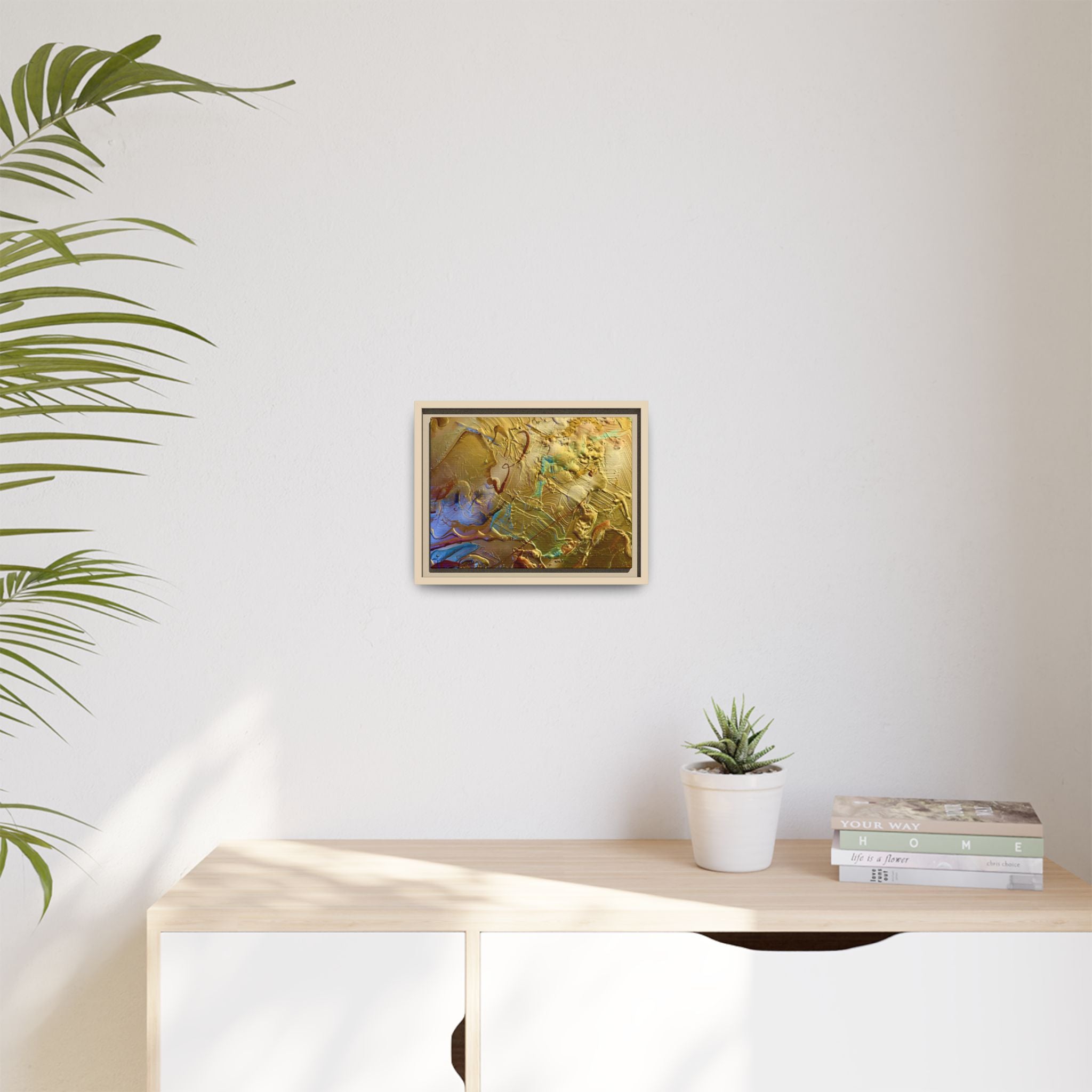 Framed Abstract Metallic Gold Canvas Print — Modern Textured Wall Art