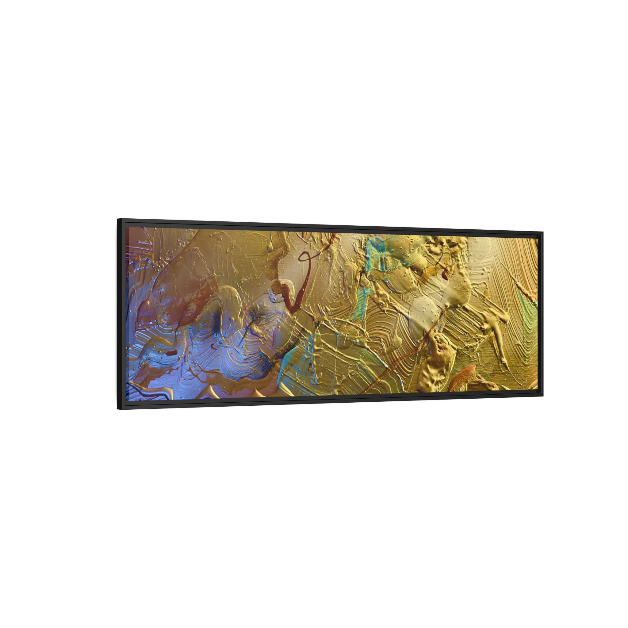 Framed Abstract Metallic Gold Canvas Print — Modern Textured Wall Art