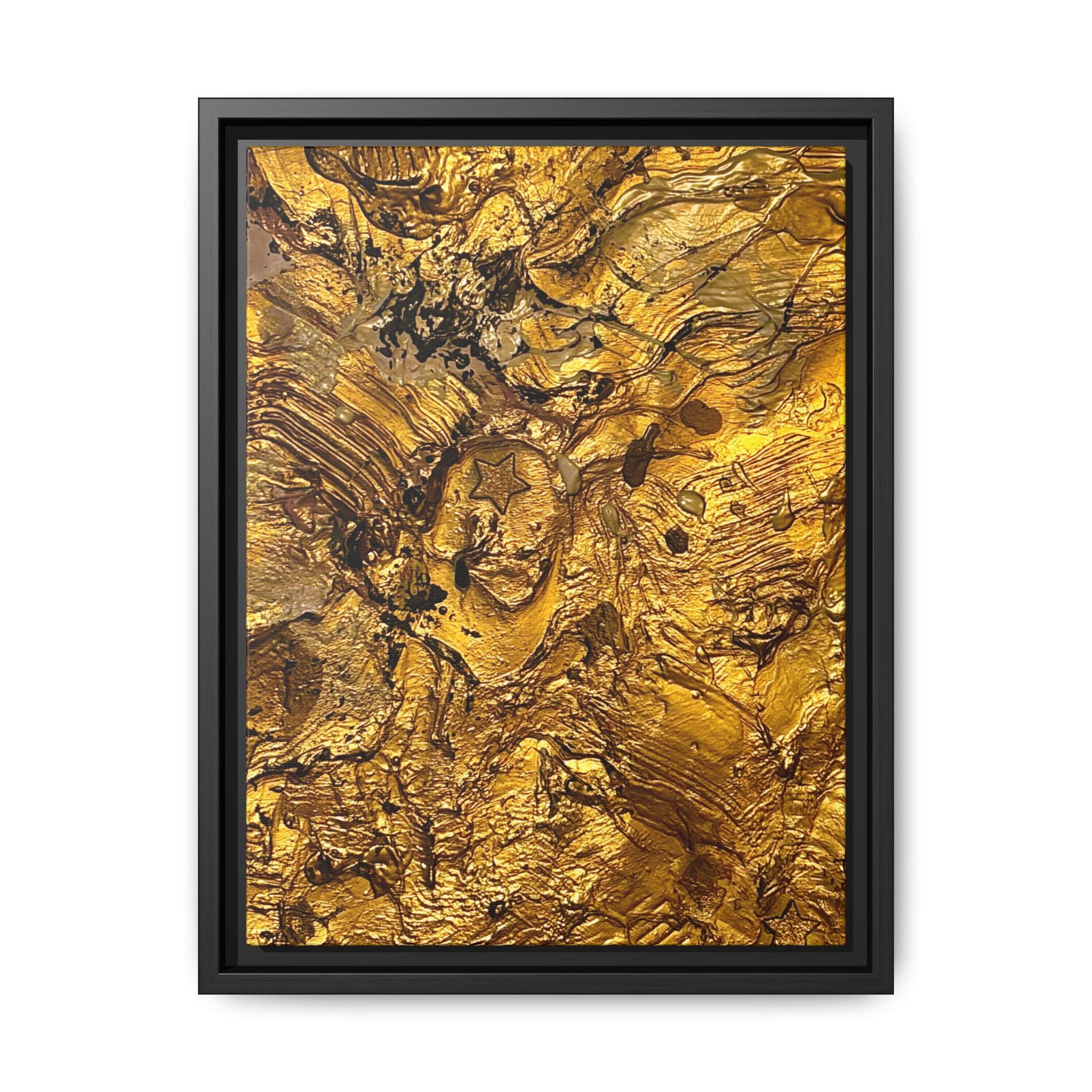 Framed Abstract Gold Marbled Canvas Art – Luxe Wall Decor