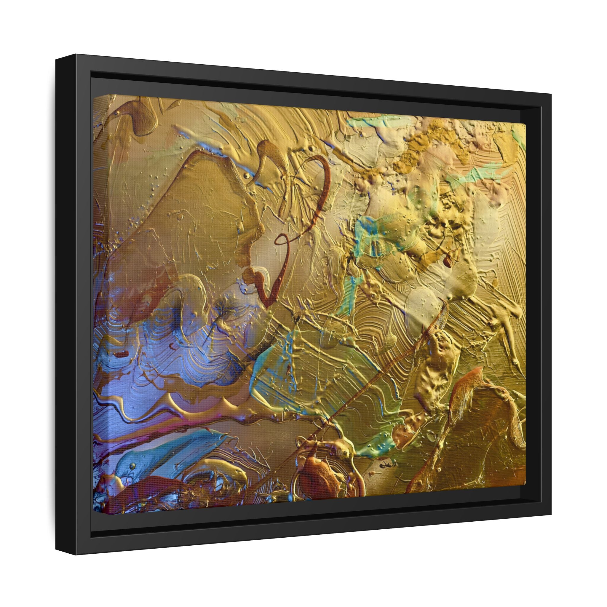 Framed Abstract Metallic Gold Canvas Print — Modern Textured Wall Art