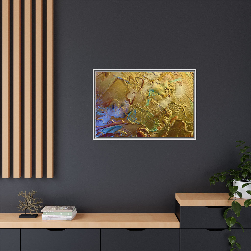 Framed Abstract Metallic Gold Canvas Print — Modern Textured Wall Art