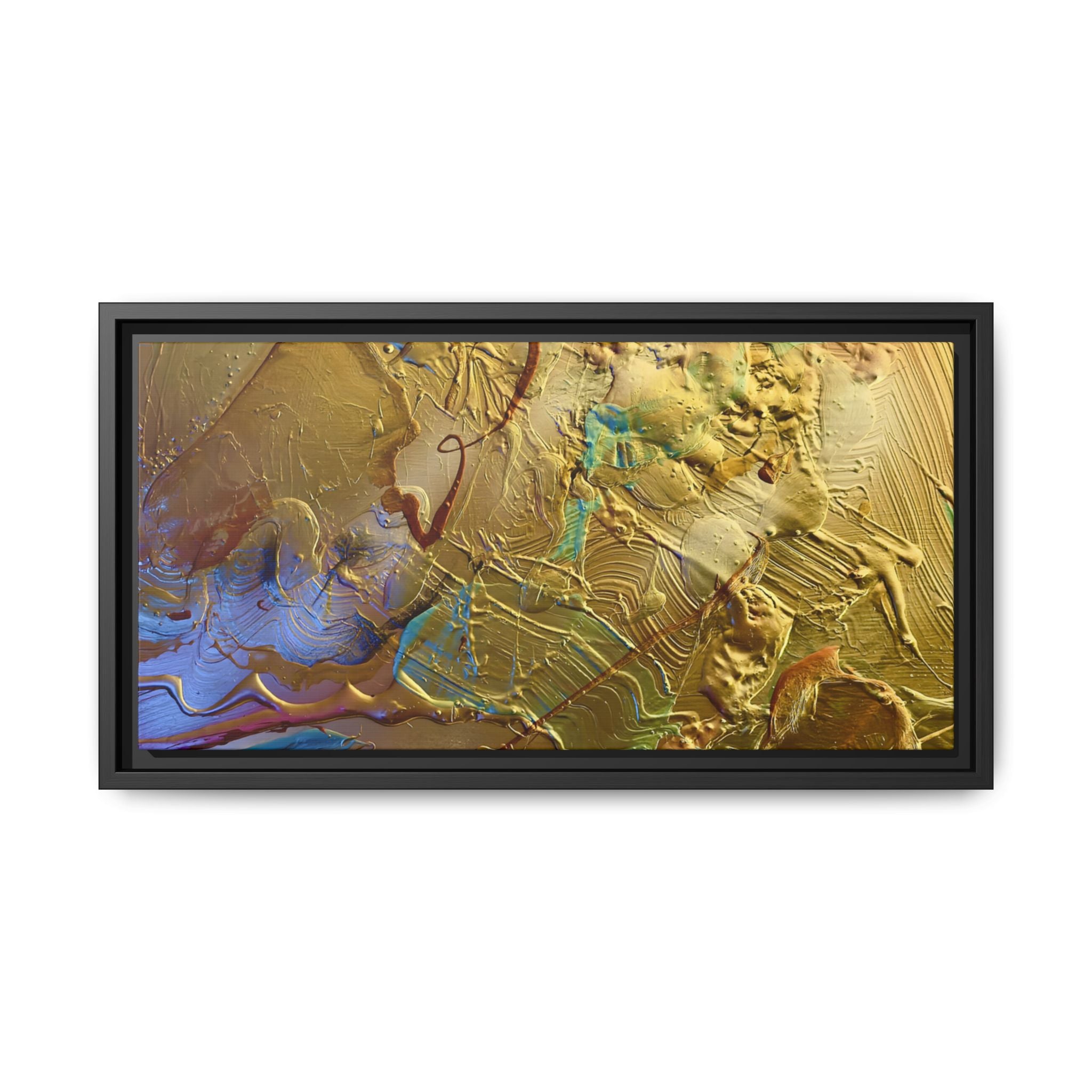 Framed Abstract Metallic Gold Canvas Print — Modern Textured Wall Art