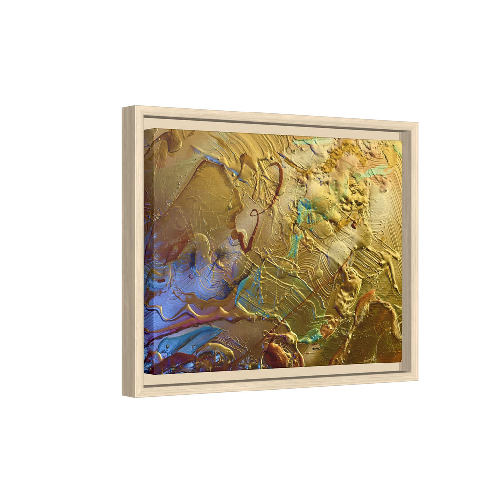 Framed Abstract Metallic Gold Canvas Print — Modern Textured Wall Art